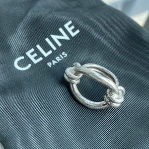 Celine S/S 2018 Horizontal Ring in Silver. Size 52 (6 US).